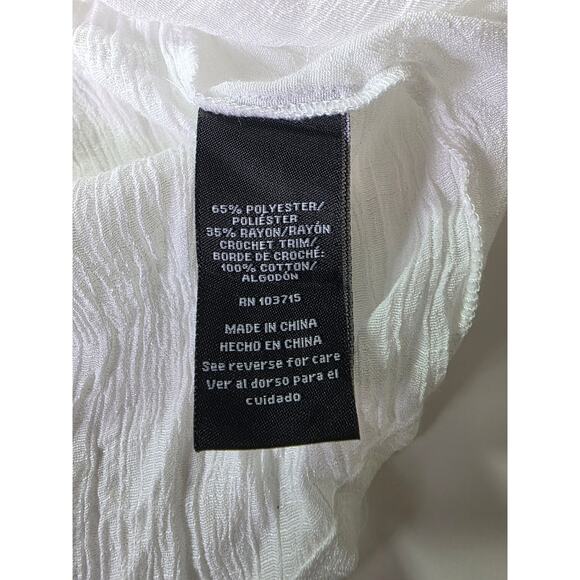 ZAC & RACHEL Blue White Bell Sleeve Boho Hippie Lightweight Semi-Sheer Top SZ 2X - Picture 7 of 10